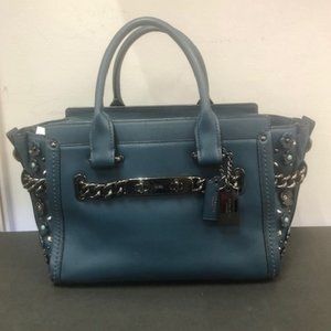 Coach Purse Swagger 27 Willow Floral Mineral Blue